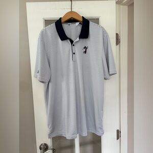Disney Adidas Shirt Mens XL Polo Mickey Mouse Golf Navy Stripe Print Performance